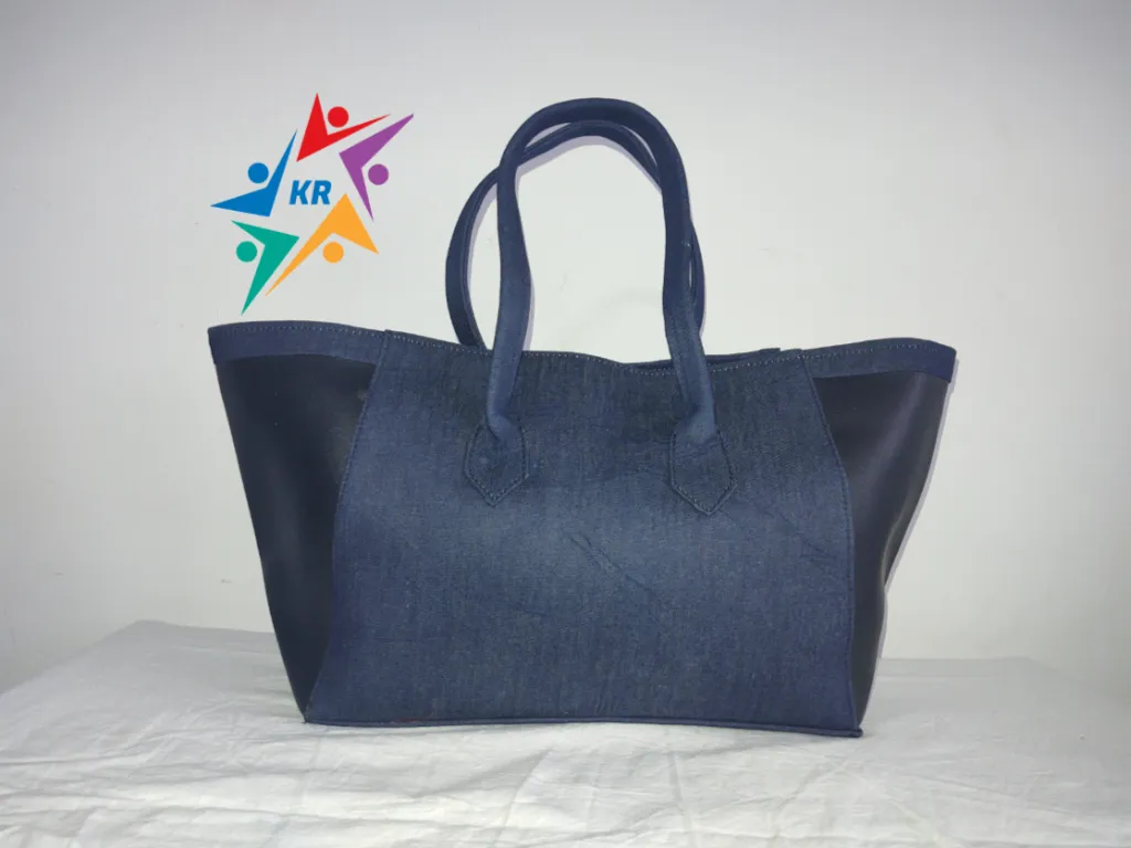 Sac trapèze jeans cuir